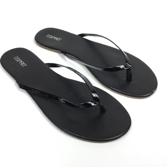 esprit black flip flops